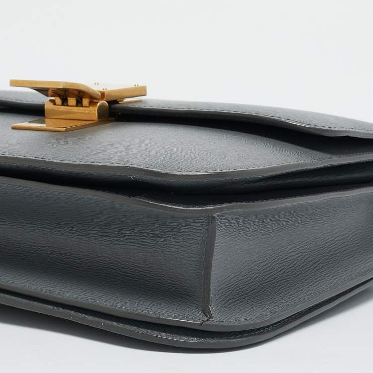 Pre Owned Celine Grey Leather Medium Classic Box Shoulder Bag