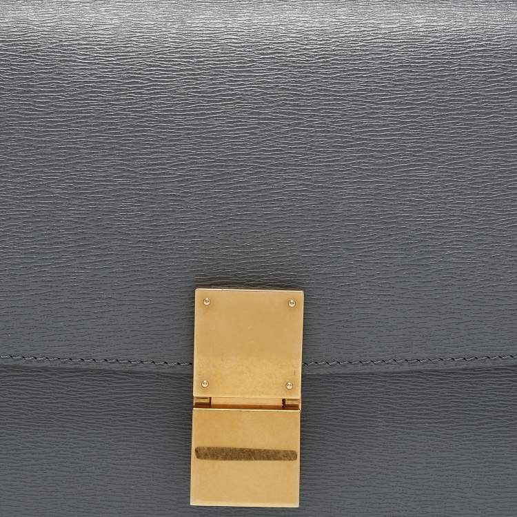 Pre Owned Celine Grey Leather Medium Classic Box Shoulder Bag