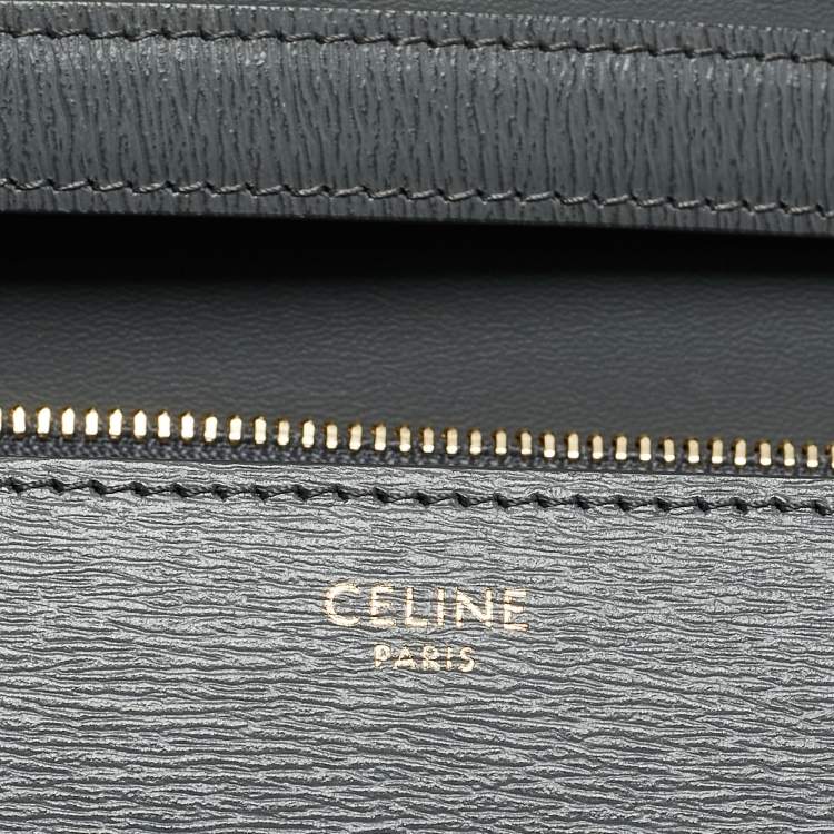 Pre Owned Celine Grey Leather Medium Classic Box Shoulder Bag