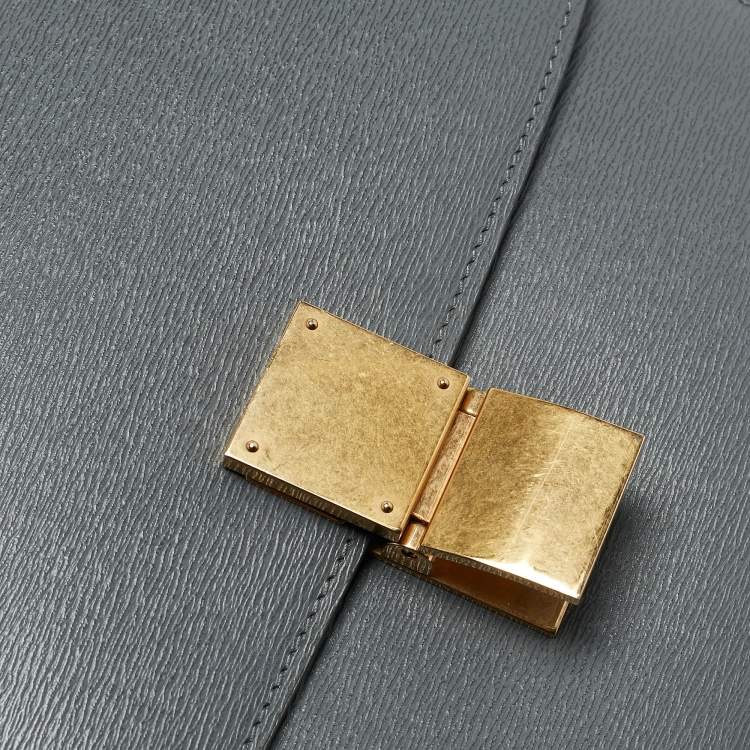 Pre Owned Celine Grey Leather Medium Classic Box Shoulder Bag