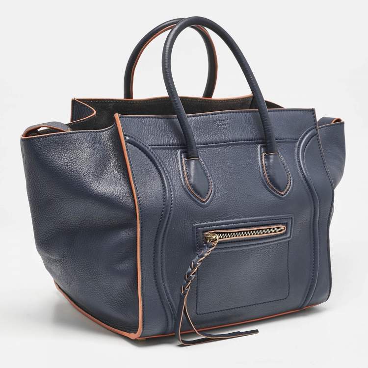 Pre Owned Celine Midnight Blue Leather Medium Phantom Luggage Tote