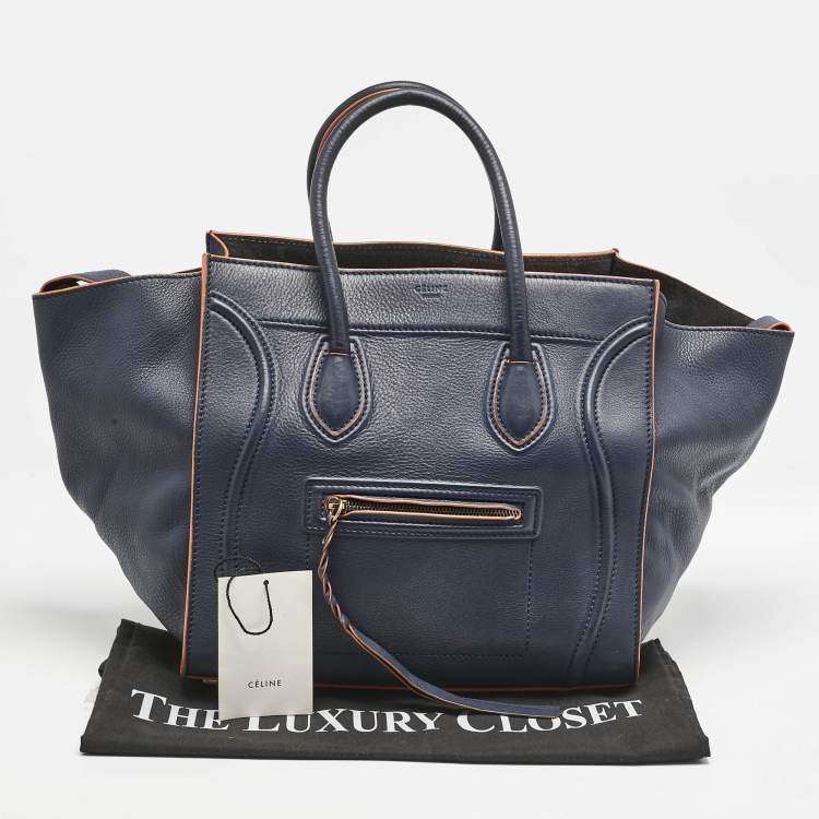 Pre Owned Celine Midnight Blue Leather Medium Phantom Luggage Tote