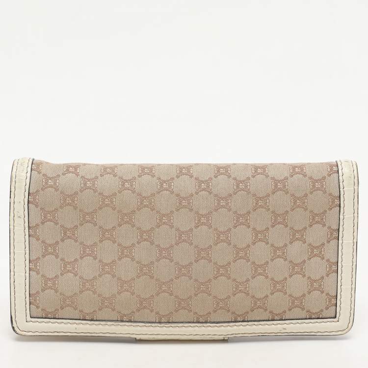 Pre Owned Celine Brown/Cream Macadam Canvas Triomphe Vintage French Wallet