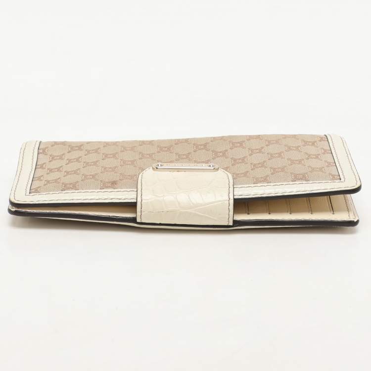 Pre Owned Celine Brown/Cream Macadam Canvas Triomphe Vintage French Wallet