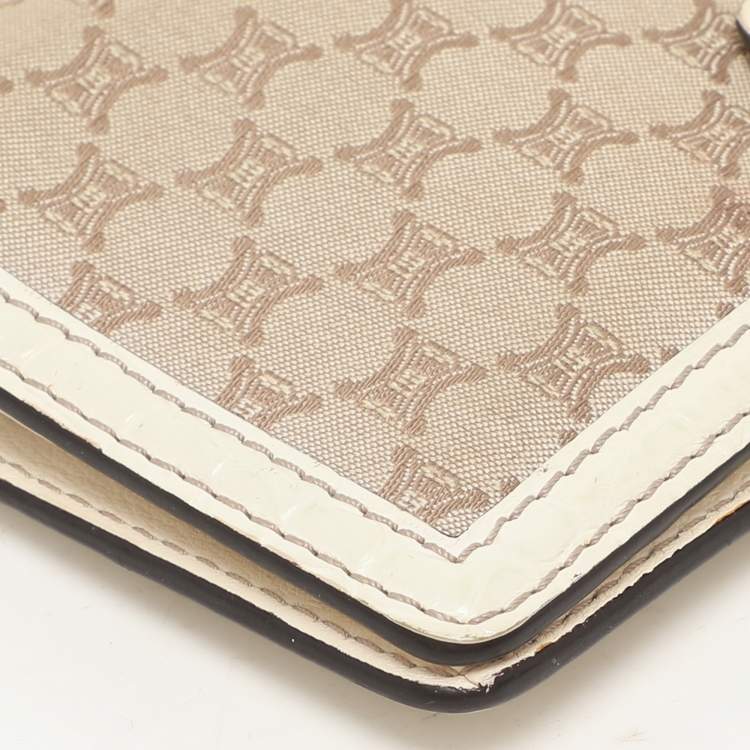 Pre Owned Celine Brown/Cream Macadam Canvas Triomphe Vintage French Wallet
