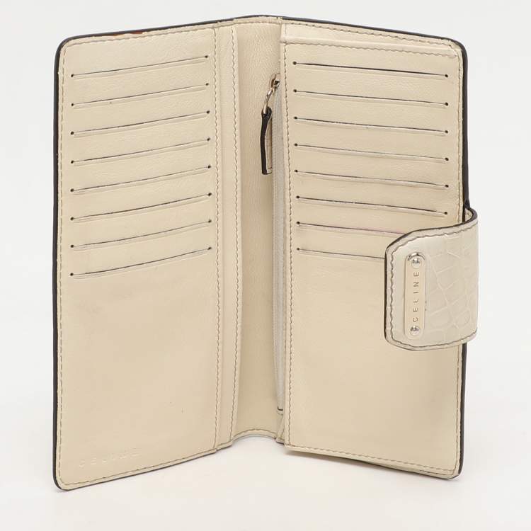 Pre Owned Celine Brown/Cream Macadam Canvas Triomphe Vintage French Wallet