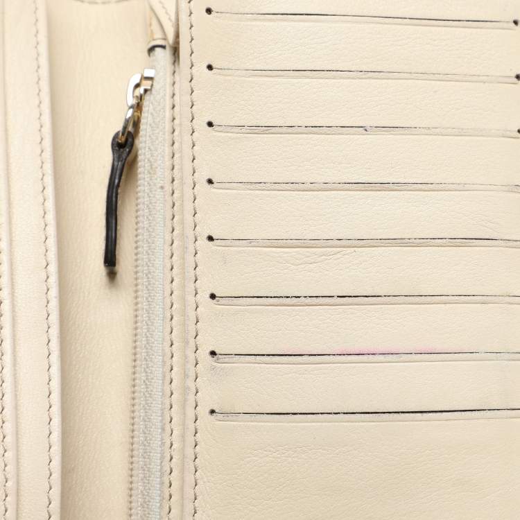 Pre Owned Celine Brown/Cream Macadam Canvas Triomphe Vintage French Wallet