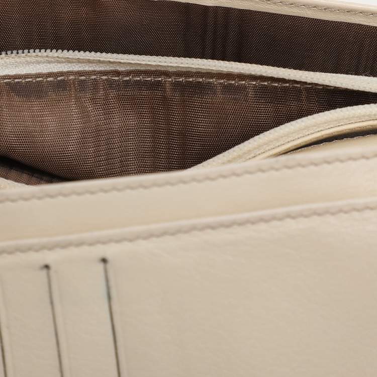 Pre Owned Celine Brown/Cream Macadam Canvas Triomphe Vintage French Wallet