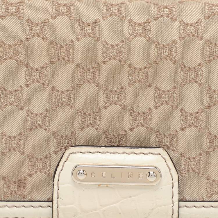 Pre Owned Celine Brown/Cream Macadam Canvas Triomphe Vintage French Wallet