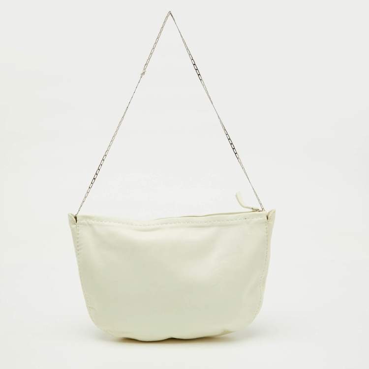 Pre Owned Celine White Leather Croissant Shoulder Bag
