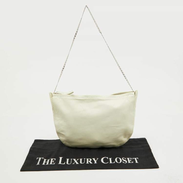 Pre Owned Celine White Leather Croissant Shoulder Bag