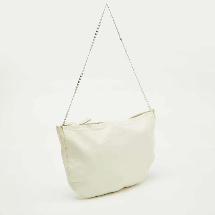 Pre Owned Celine White Leather Croissant Shoulder Bag