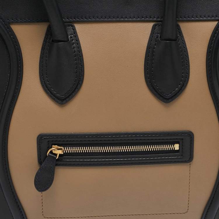 Pre Owned Celine Tricolor Leather and Suede Mini Luggage Tote