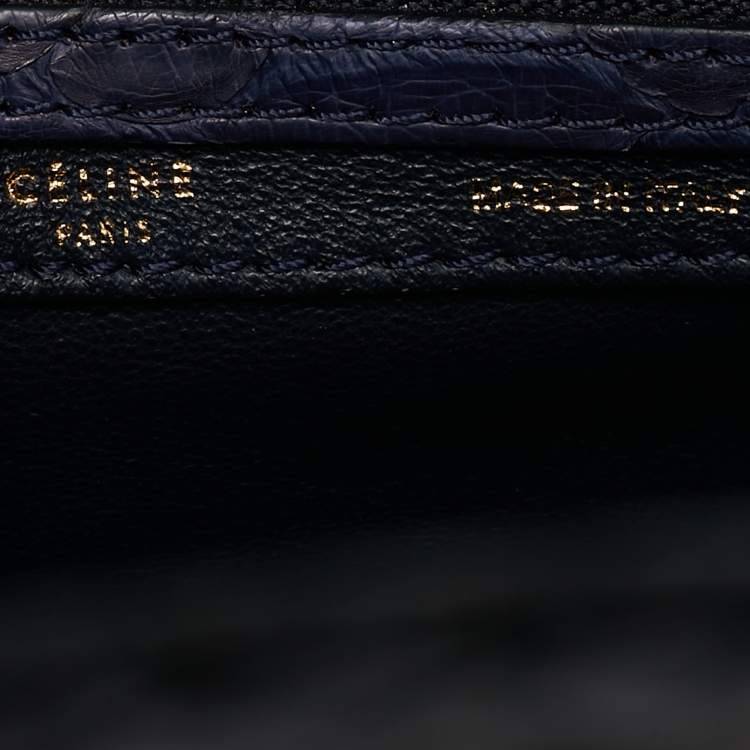 Pre Owned Celine Navy Blue Python Mini Luggage Tote
