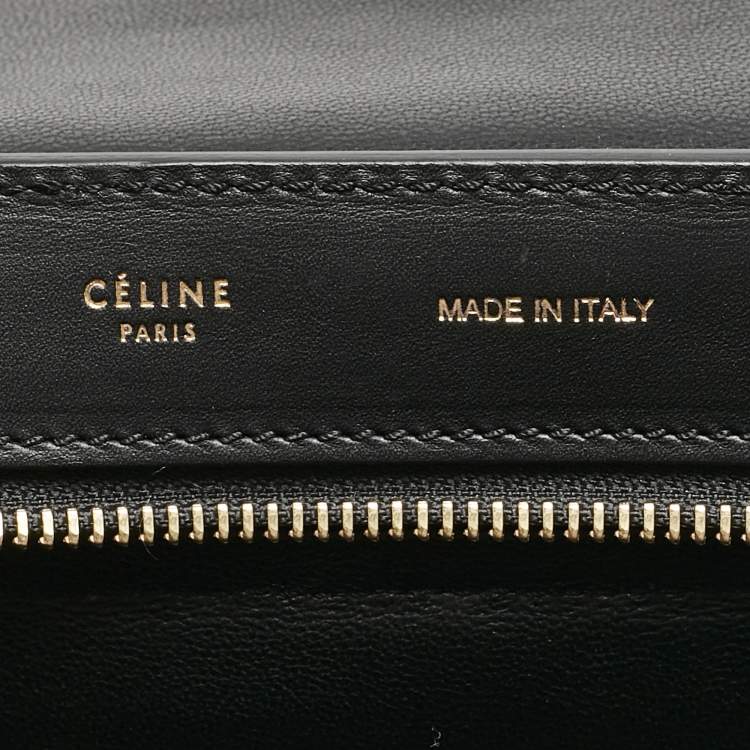 Pre Owned Celine Orange/Black Python, Leather and Suede Medium Trapeze Top Handle Bag