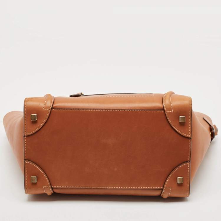 Pre Owned Celine Brown Leather Mini Luggage Tote