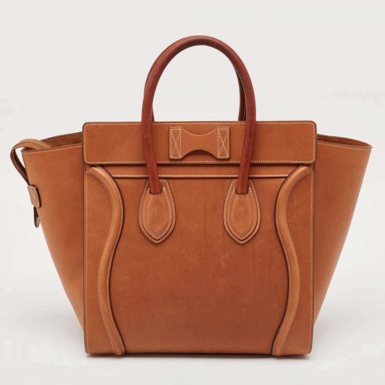 Pre Owned Celine Brown Leather Mini Luggage Tote