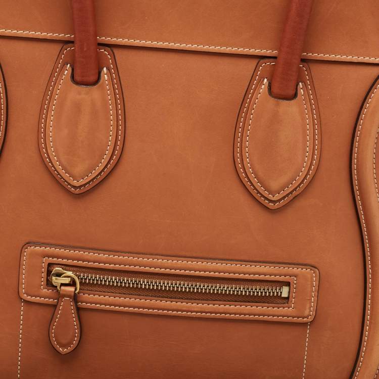 Pre Owned Celine Brown Leather Mini Luggage Tote