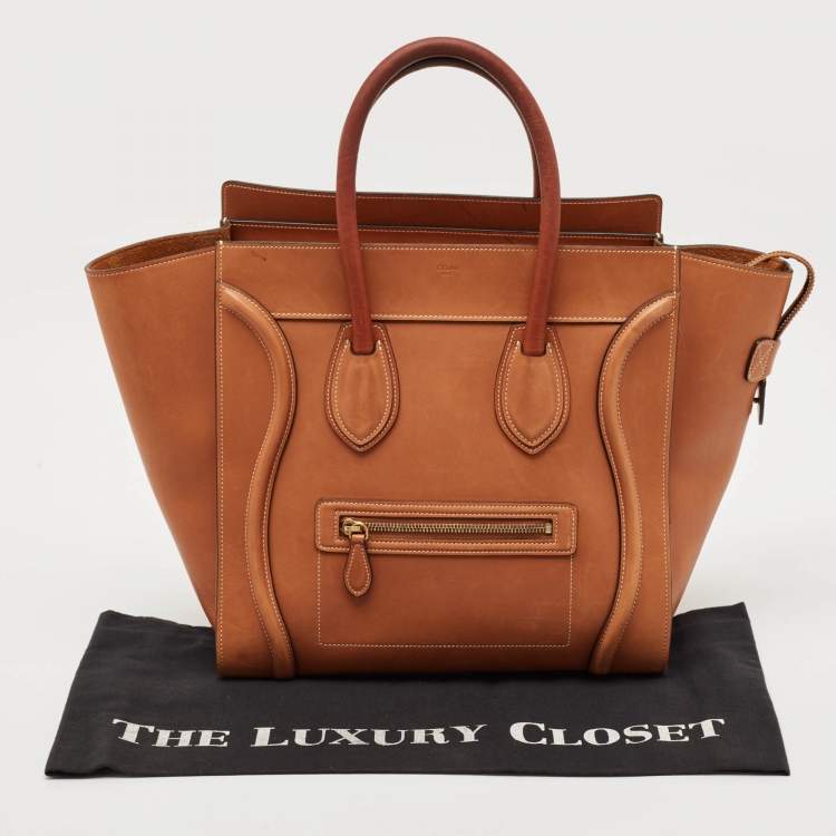 Pre Owned Celine Brown Leather Mini Luggage Tote