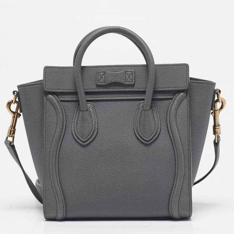 Pre Owned Celine Grey Leather Nano Luggage Tote