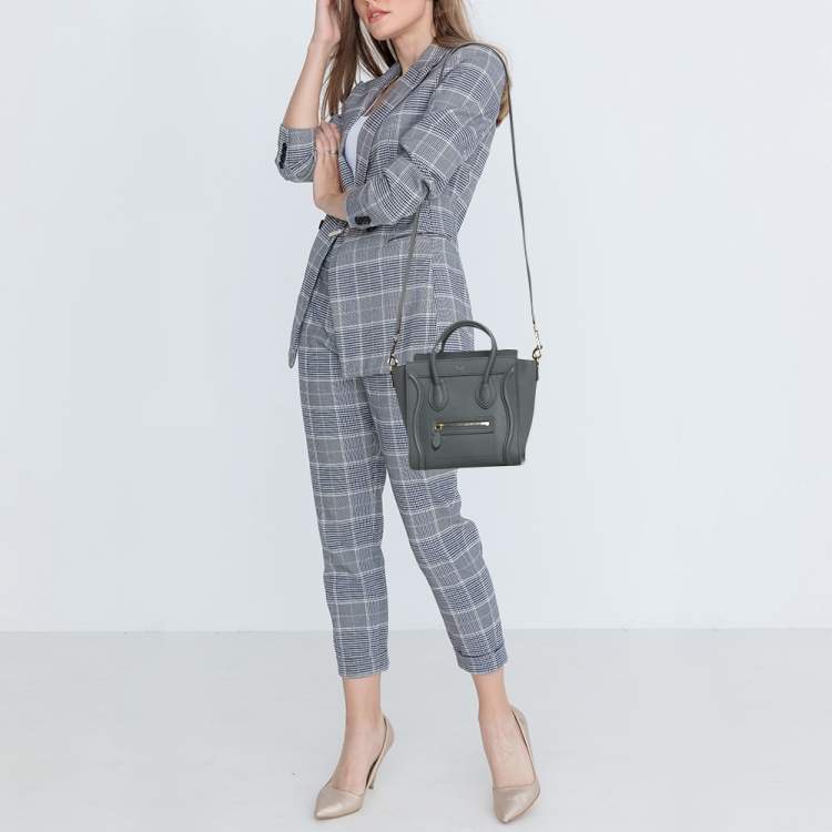 Pre Owned Celine Grey Leather Nano Luggage Tote