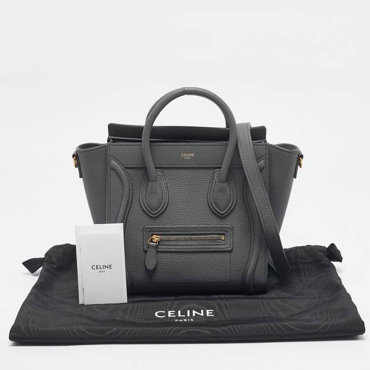 Pre Owned Celine Grey Leather Nano Luggage Tote