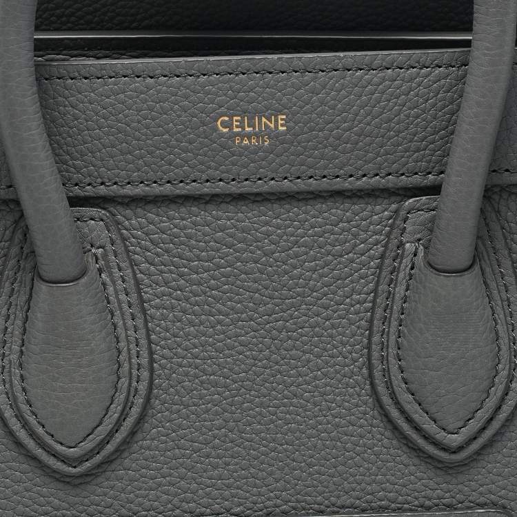 Pre Owned Celine Grey Leather Nano Luggage Tote