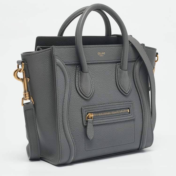 Pre Owned Celine Grey Leather Nano Luggage Tote