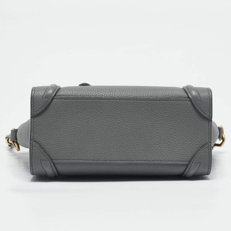 Pre Owned Celine Grey Leather Nano Luggage Tote