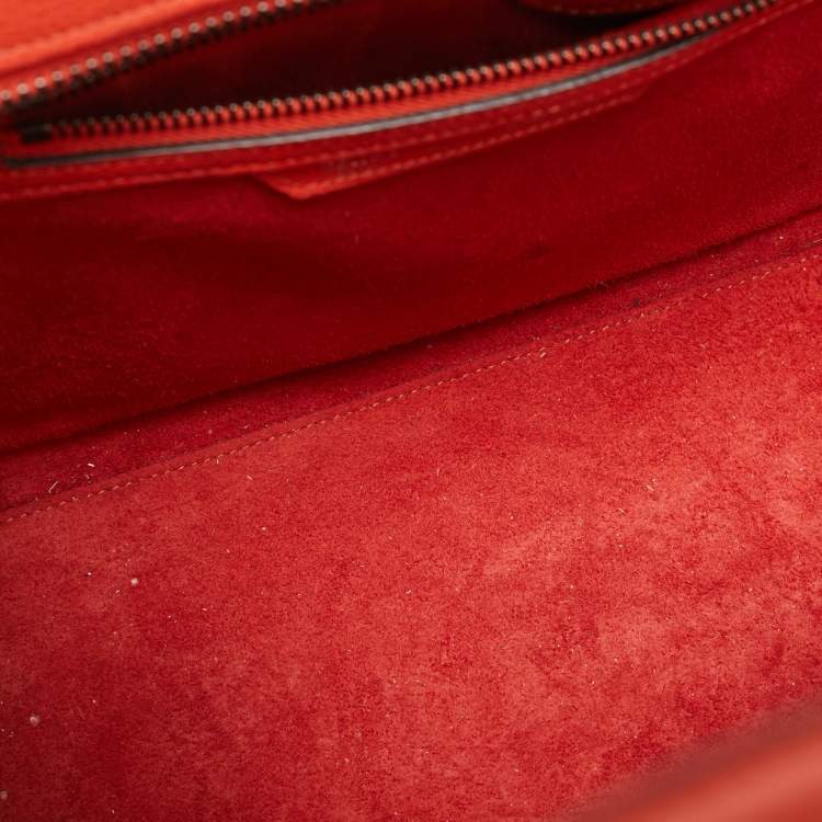 Pre Owned Celine Orange Leather Micro Luggage Tote