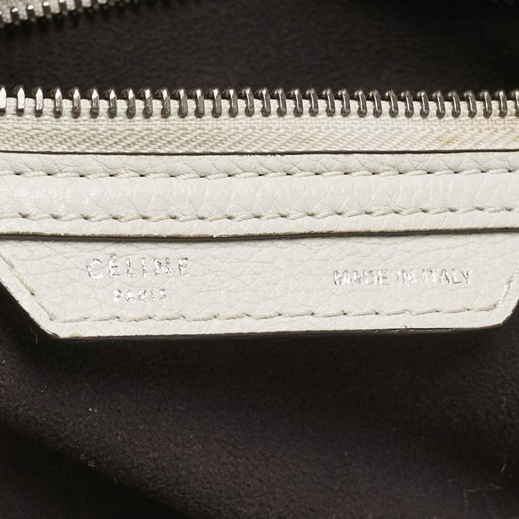 Pre Owned Celine Light Grey Leather Mini Luggage Tote