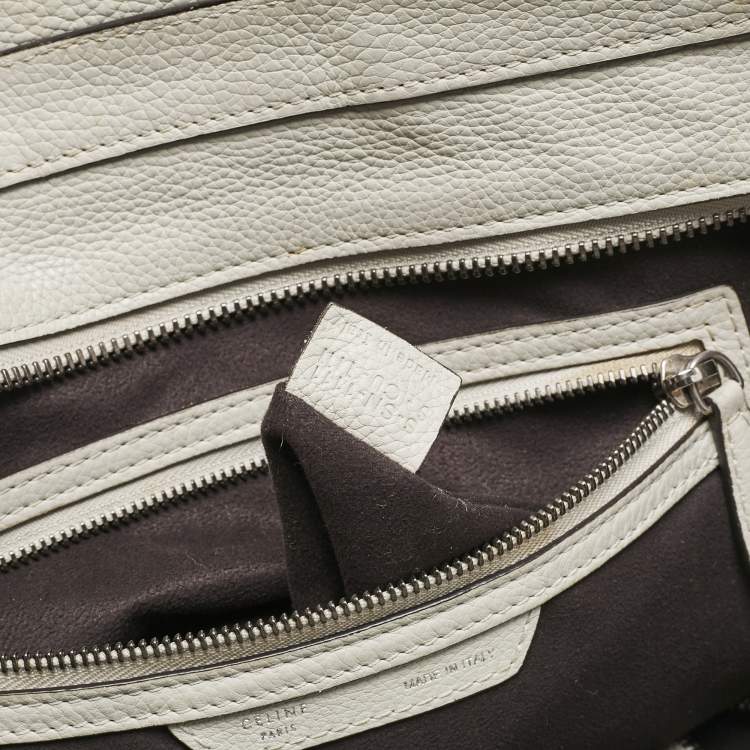 Pre Owned Celine Light Grey Leather Mini Luggage Tote