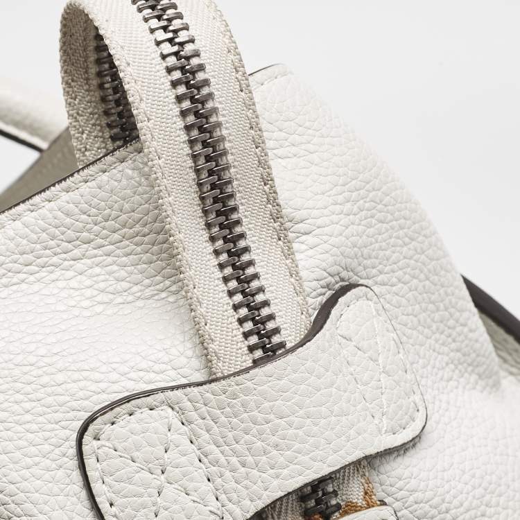 Pre Owned Celine Light Grey Leather Mini Luggage Tote