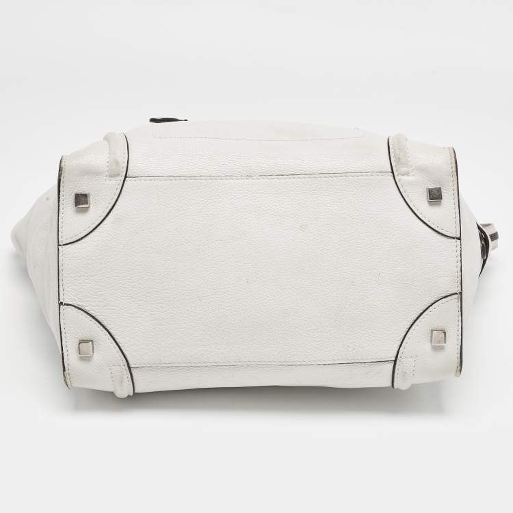 Pre Owned Celine Light Grey Leather Mini Luggage Tote