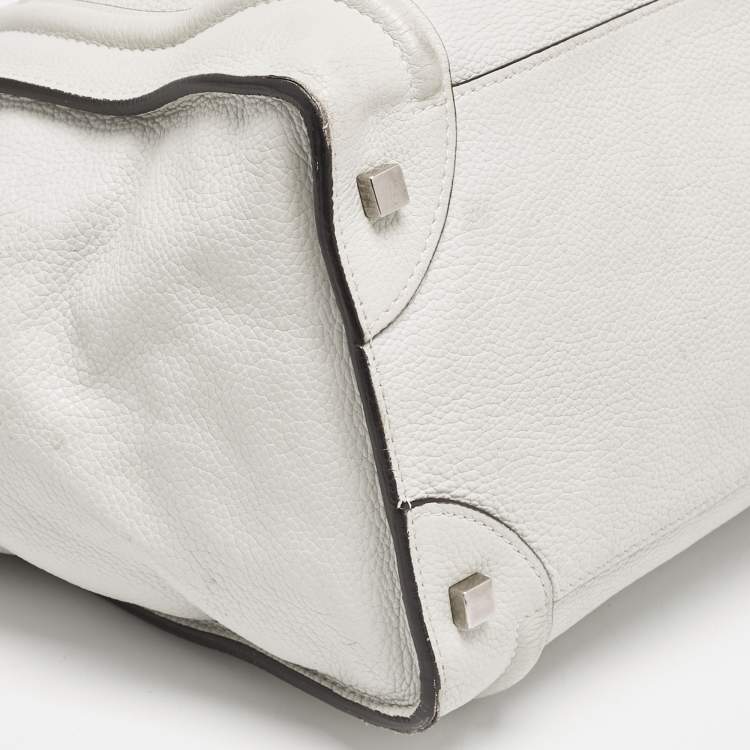 Pre Owned Celine Light Grey Leather Mini Luggage Tote