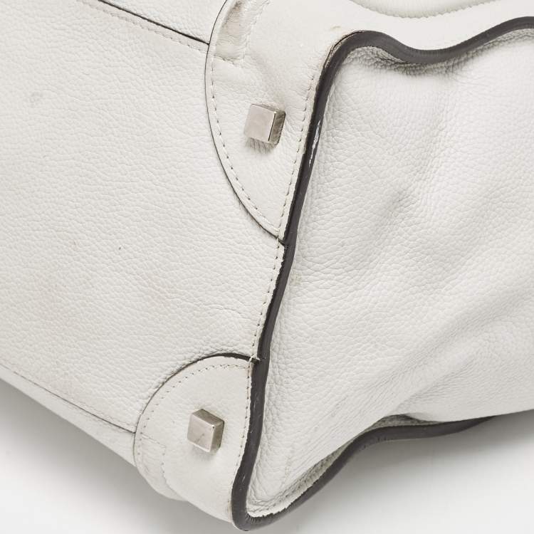 Pre Owned Celine Light Grey Leather Mini Luggage Tote