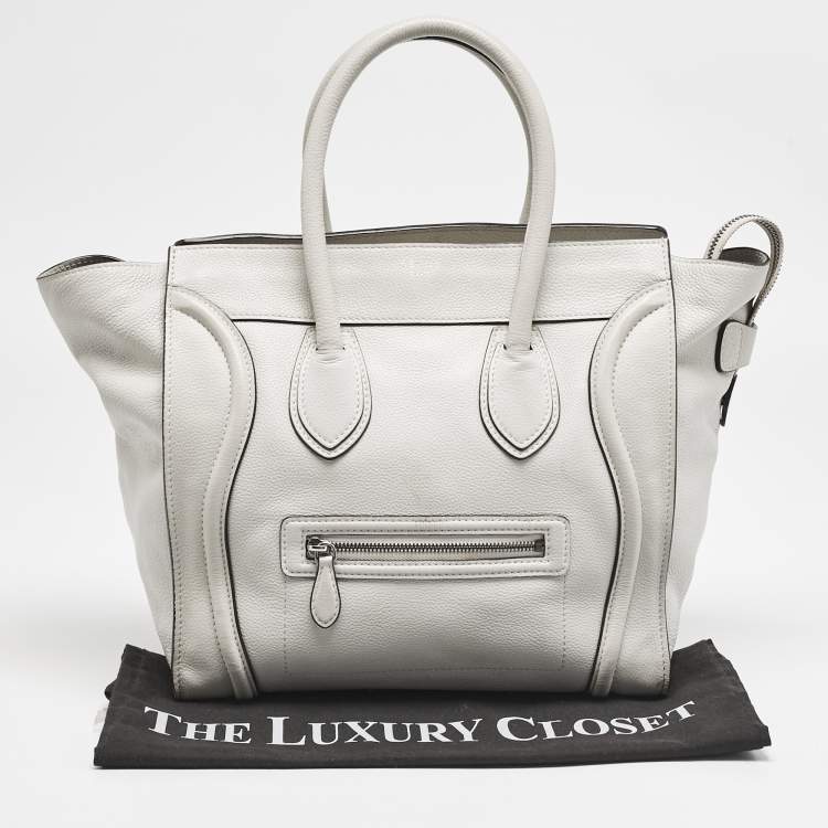 Pre Owned Celine Light Grey Leather Mini Luggage Tote