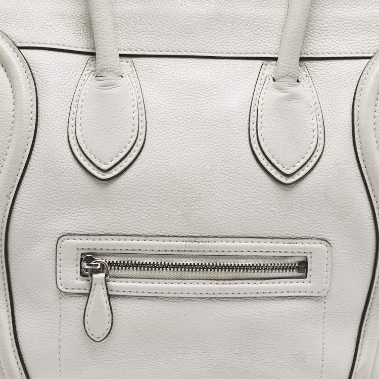 Pre Owned Celine Light Grey Leather Mini Luggage Tote