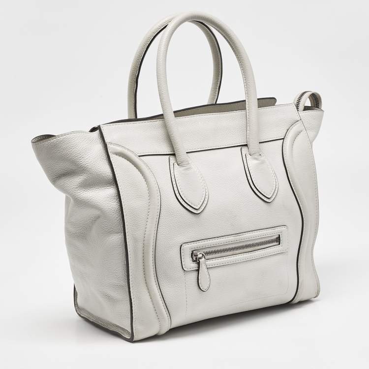 Pre Owned Celine Light Grey Leather Mini Luggage Tote