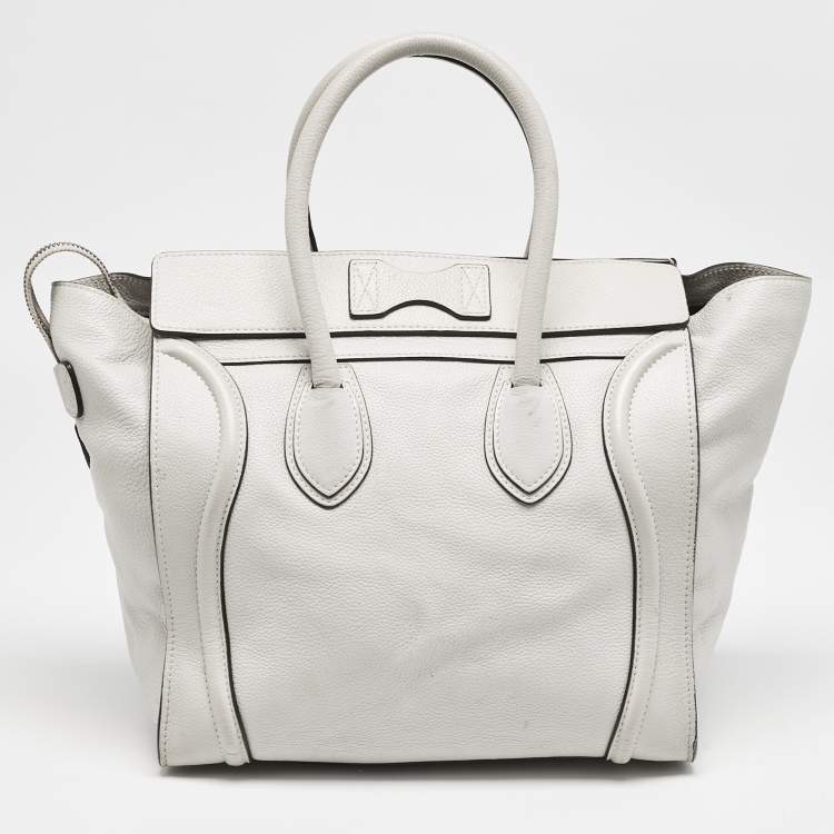 Pre Owned Celine Light Grey Leather Mini Luggage Tote