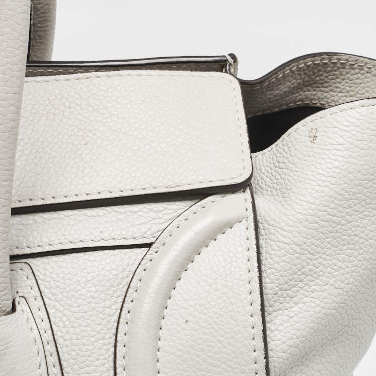 Pre Owned Celine Light Grey Leather Mini Luggage Tote