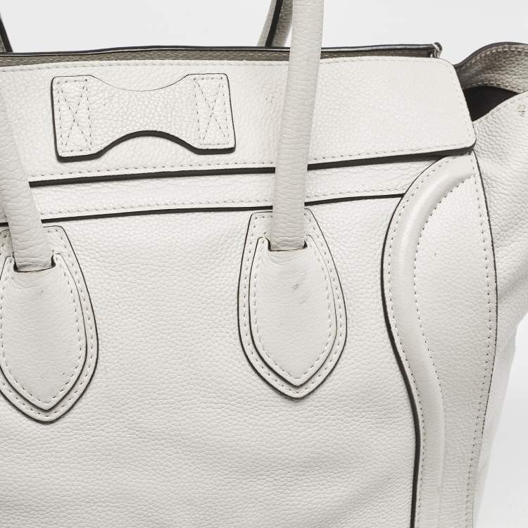 Pre Owned Celine Light Grey Leather Mini Luggage Tote