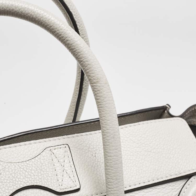 Pre Owned Celine Light Grey Leather Mini Luggage Tote