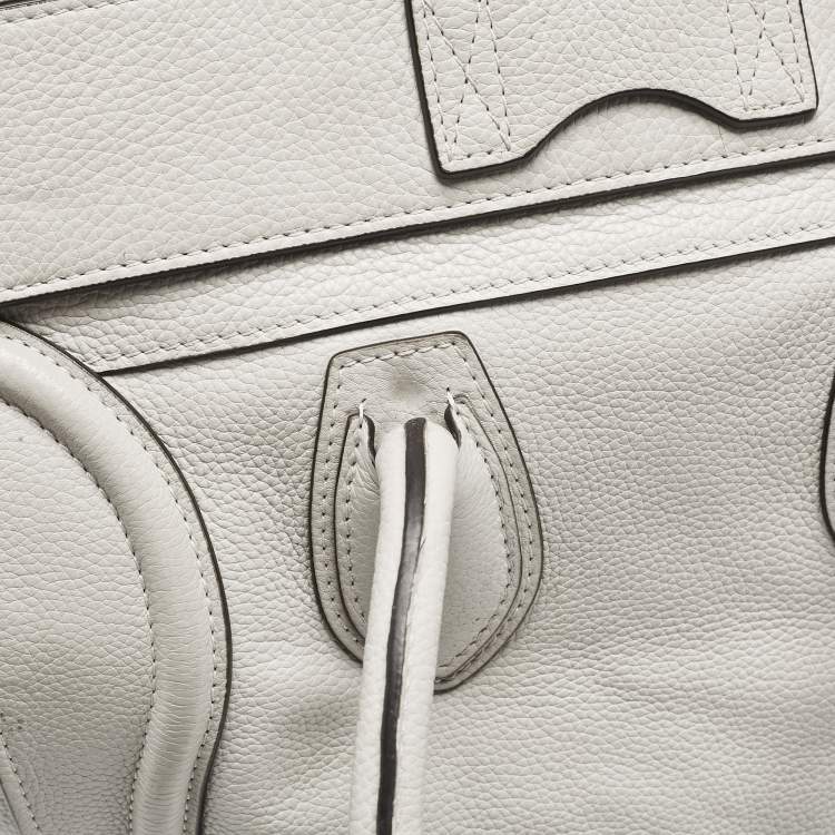 Pre Owned Celine Light Grey Leather Mini Luggage Tote