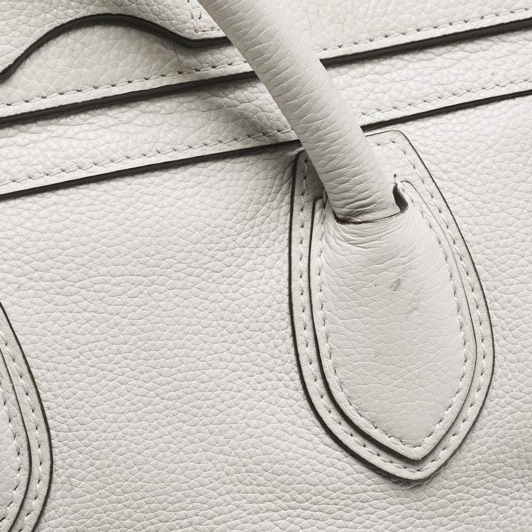 Pre Owned Celine Light Grey Leather Mini Luggage Tote
