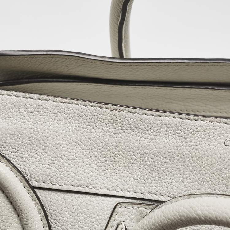 Pre Owned Celine Light Grey Leather Mini Luggage Tote