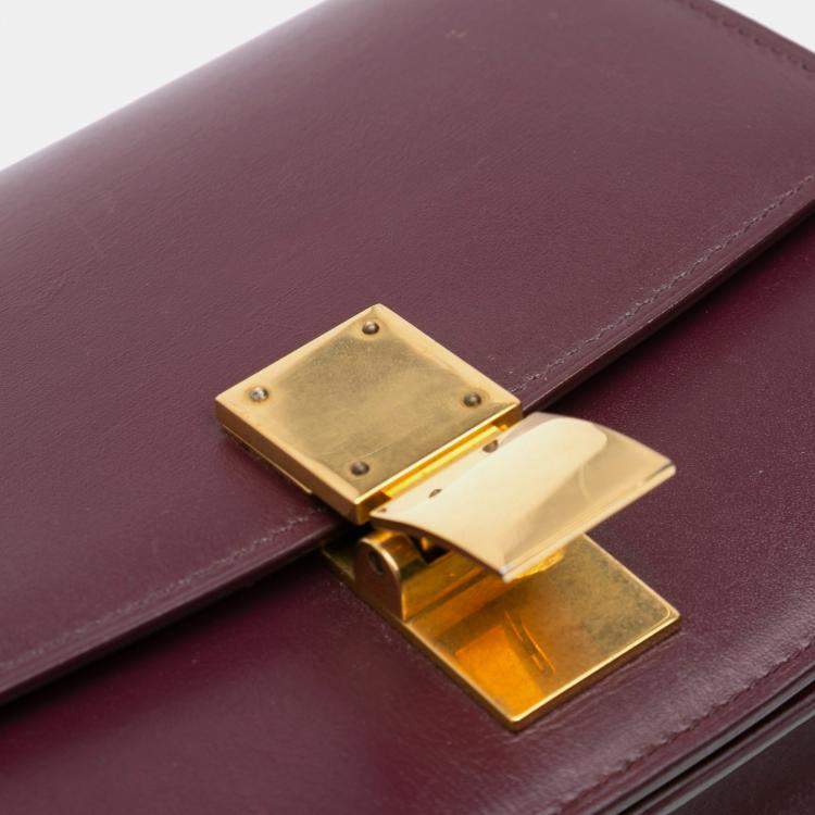 Pre Owned Celine Bordeaux Calfskin Classic Box Small Bag