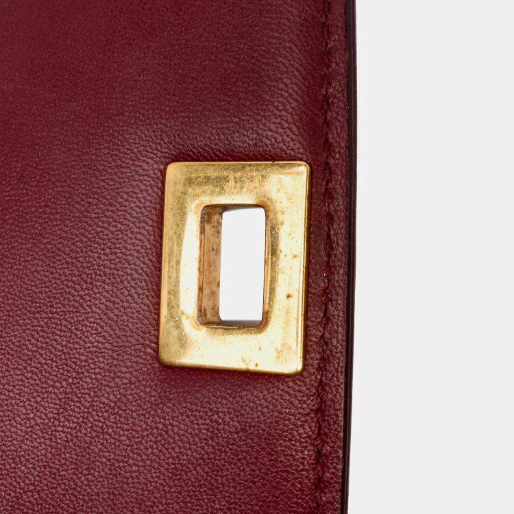 Pre Owned Celine Bordeaux Calfskin Classic Box Small Bag