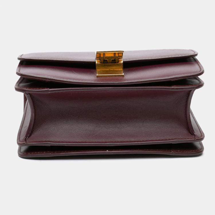 Pre Owned Celine Bordeaux Calfskin Classic Box Small Bag