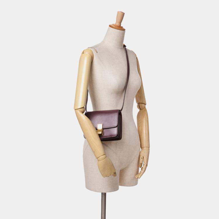 Pre Owned Celine Bordeaux Calfskin Classic Box Small Bag